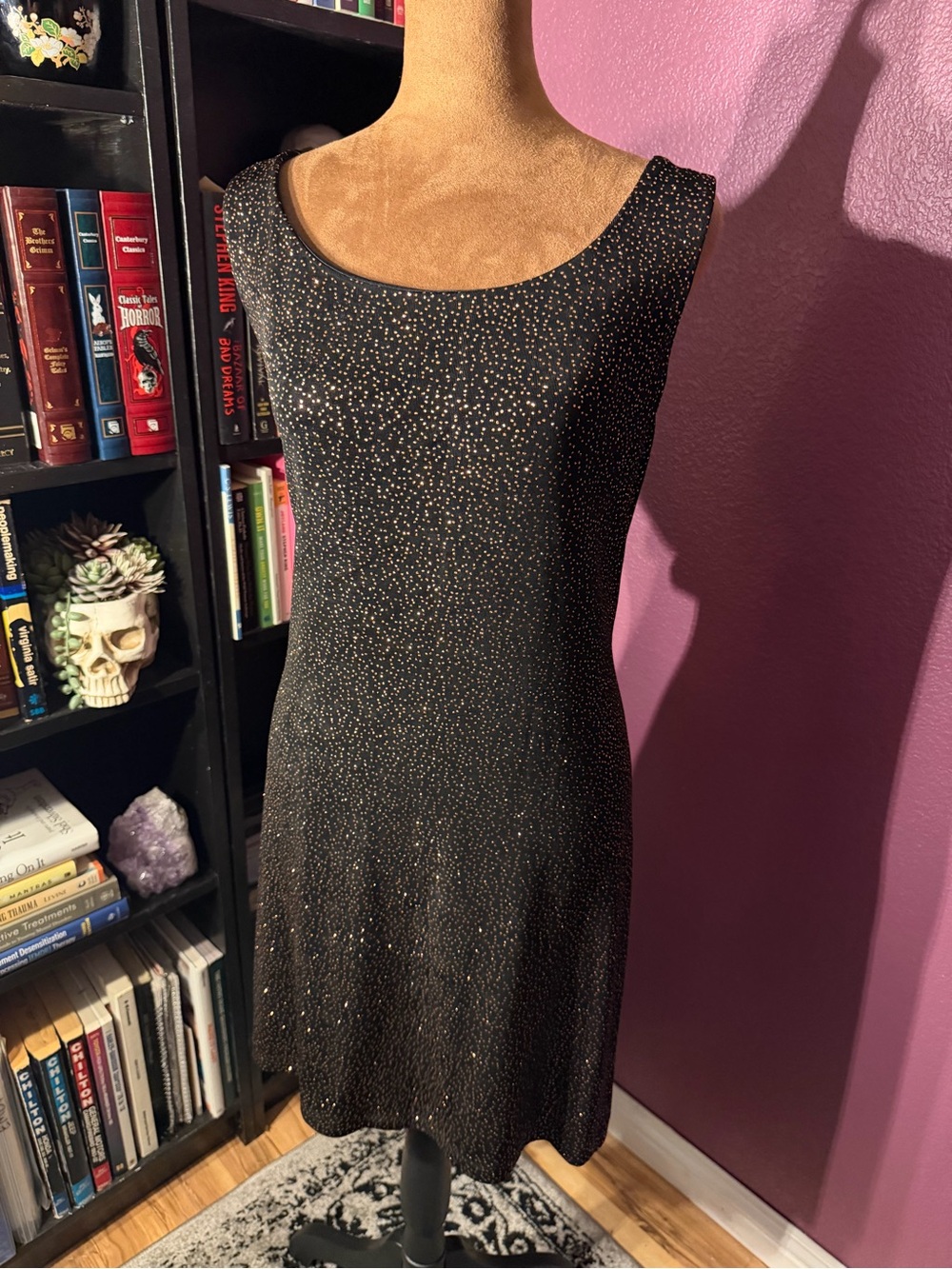 Vintage Jessica Howard Black Sparkle Sleeveless A-Line Dress